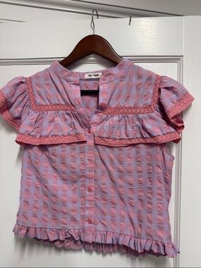 Pink & Lilac Ruffle Button-Front Girls Top